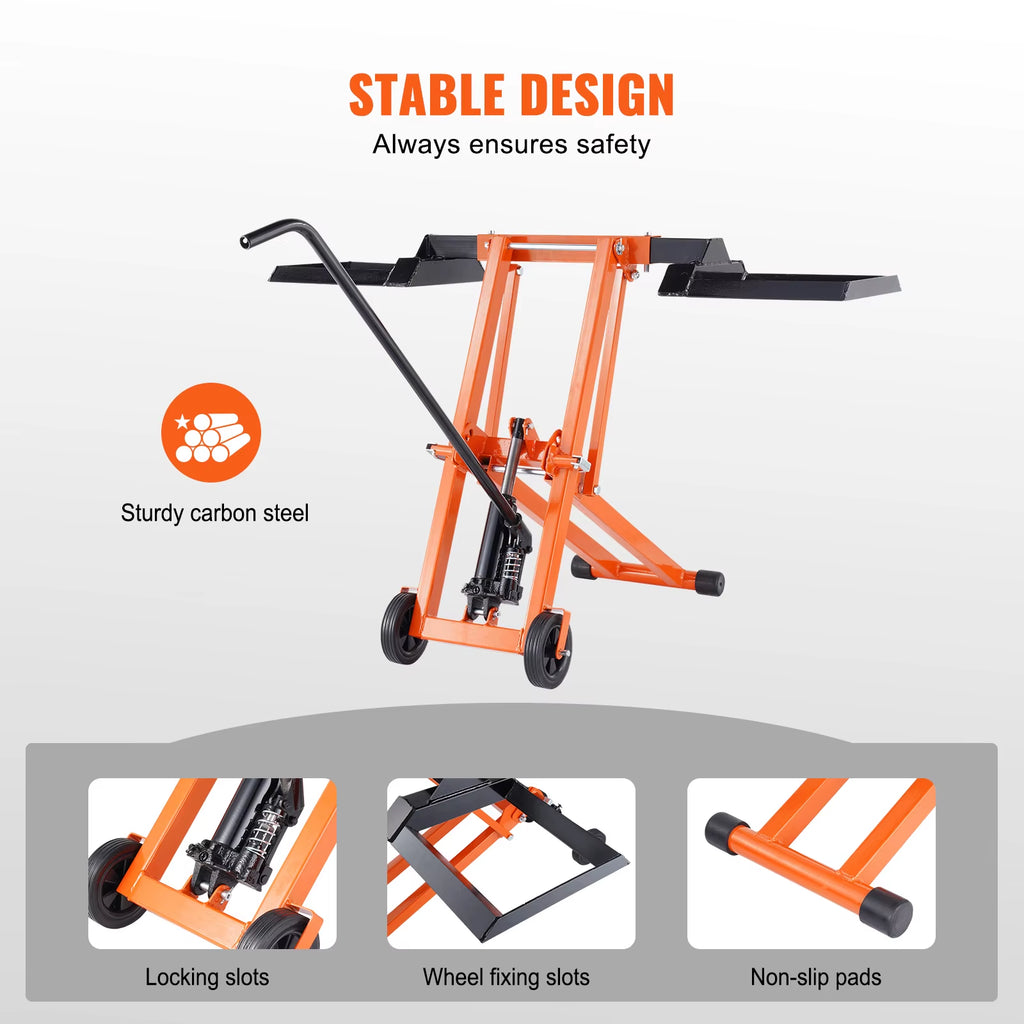Lawn Mower Lift with Hydraulic/Threaded Jack, 500/880 Lbs Adjustable Movable Lawn Lifter for Lawn Mower Garden Tractor