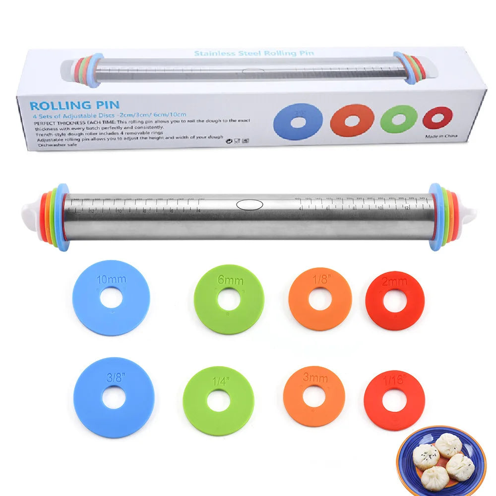 43Cm Stainless Steel Adjustable Rolling Pin Fondant Rolling Pin Cake Roller Dough Rolling Pin Bakeware Tools