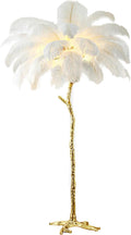 Elegant White Ostrich Feather Floor Lamp - Luxurious Resin Design for a Romantic Ambiance in Any Room