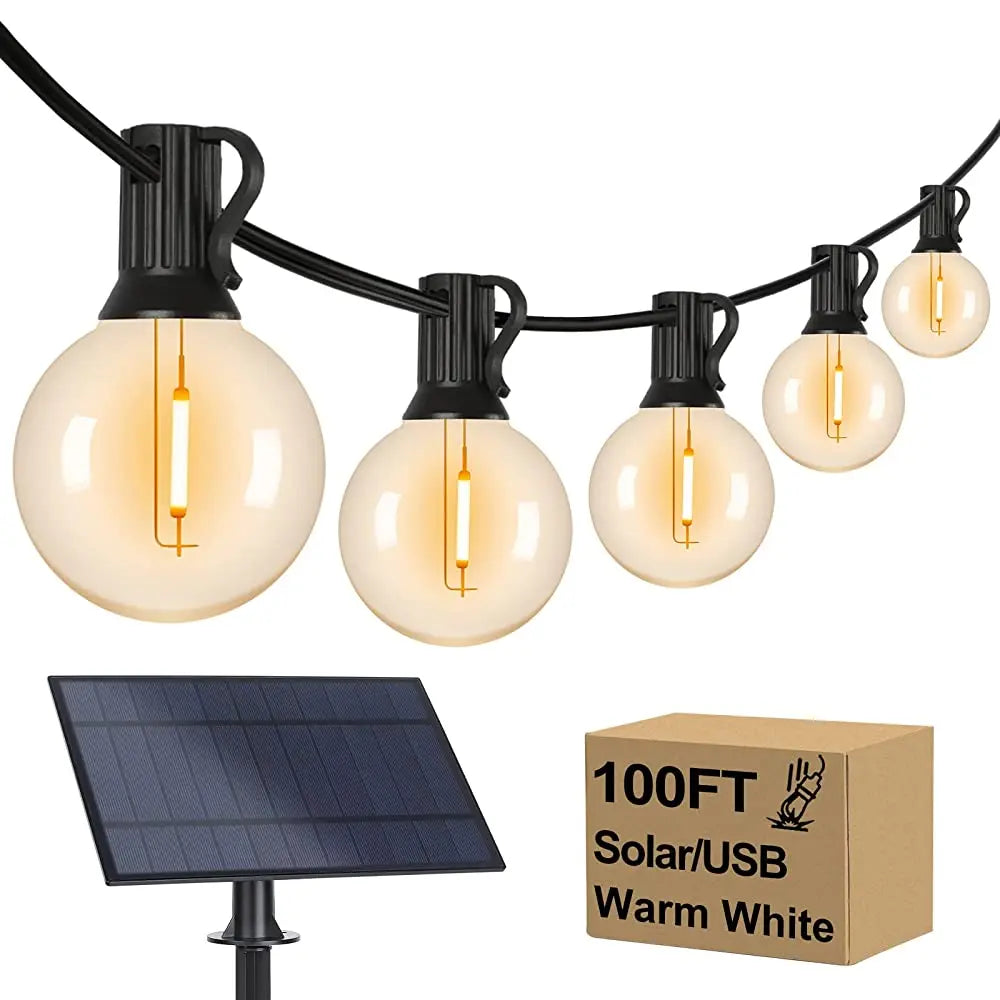 MATULSA 104/52Ft Solar String Lights Outdoor, Waterproof String Lights with Remote, LED Solar Lights String with Shatterproof Bulbs, Good for Mood Setting, Dimmable Patio Lights for Cafe Bistro Party