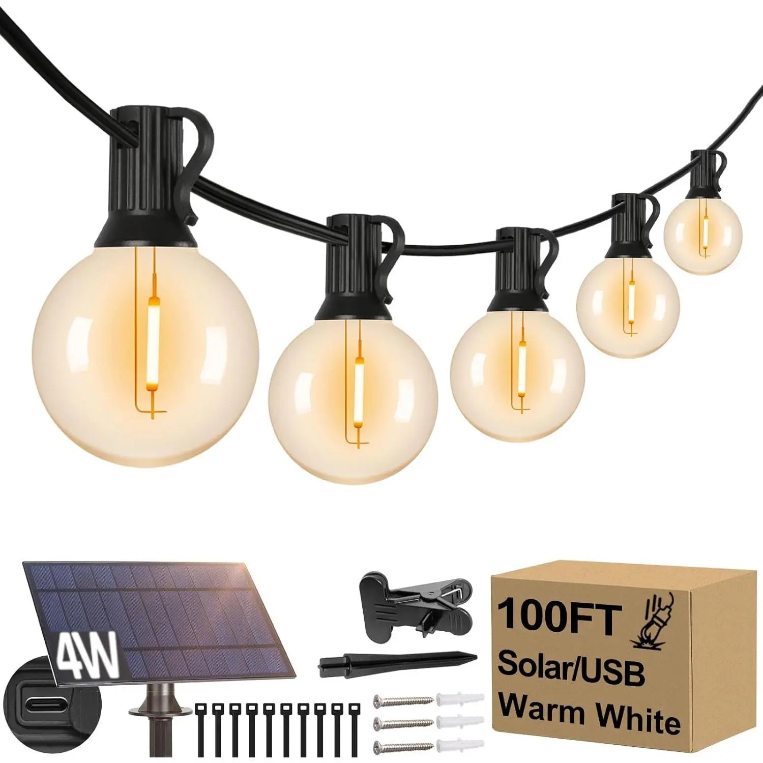 MATULSA 104/52Ft Solar String Lights Outdoor, Waterproof String Lights with Remote, LED Solar Lights String with Shatterproof Bulbs, Good for Mood Setting, Dimmable Patio Lights for Cafe Bistro Party