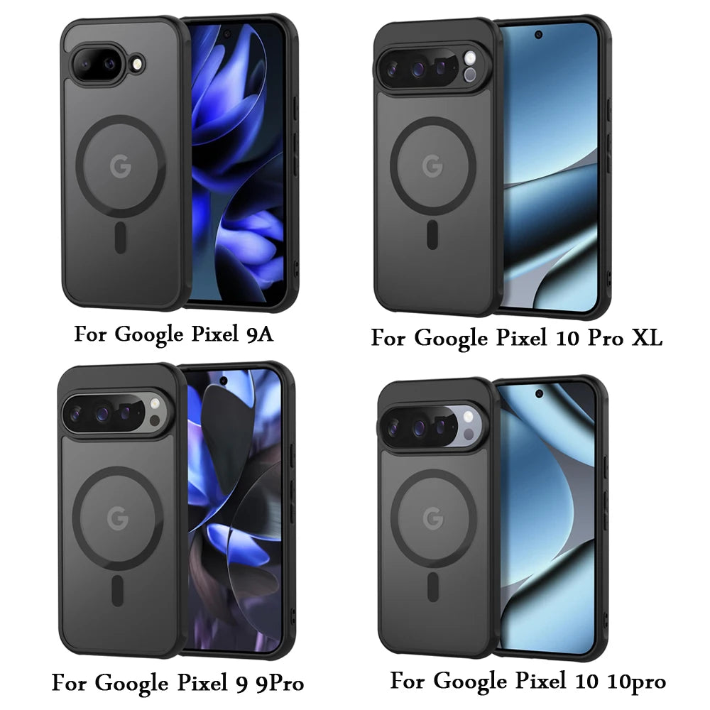 Sleek Matte Translucent Magnetic Case for Google Pixel 9A, 10, 10Pro & 10Pro XL - Shockproof & Magsafe Compatible!