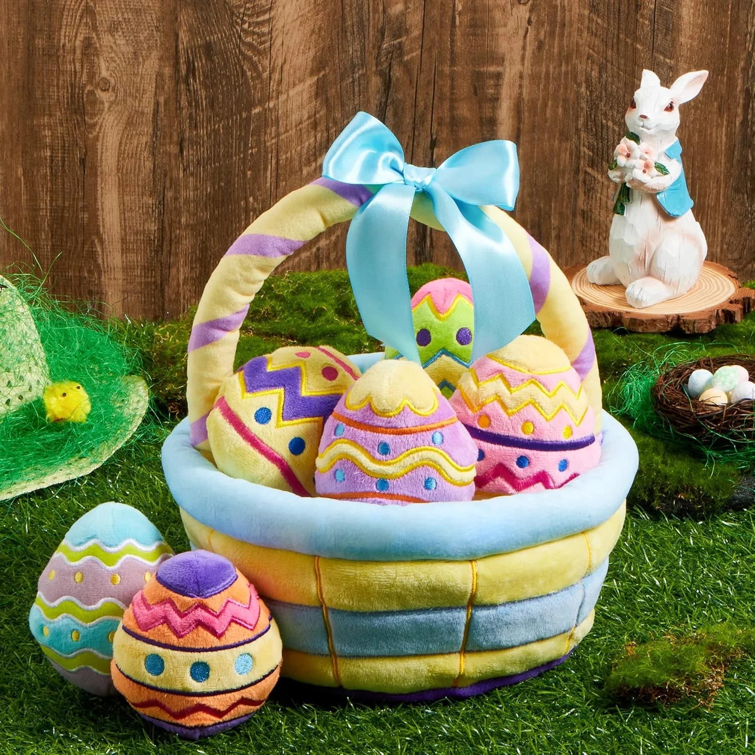 8 Pcs Easter Basket Plushies for Kids,Easter Basket Stuffers Fillers,Plush Bunnies Stuffed Animals,Easter Toys for Kids Children Birthday Gifts,Party Favors Decor