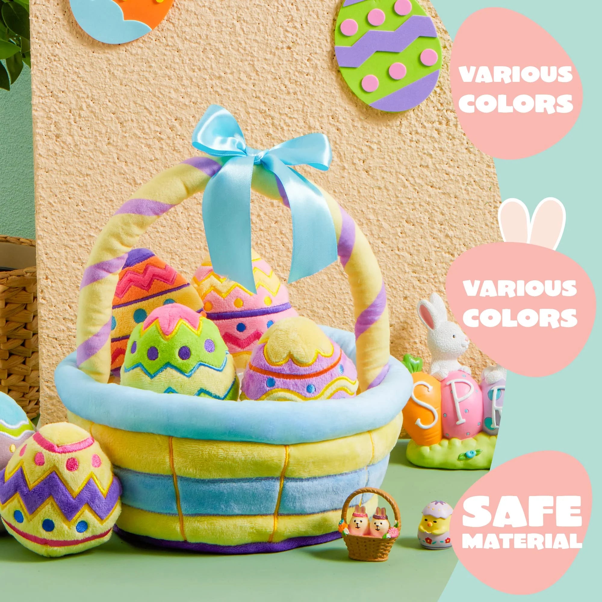 8 Pcs Easter Basket Plushies for Kids,Easter Basket Stuffers Fillers,Plush Bunnies Stuffed Animals,Easter Toys for Kids Children Birthday Gifts,Party Favors Decor